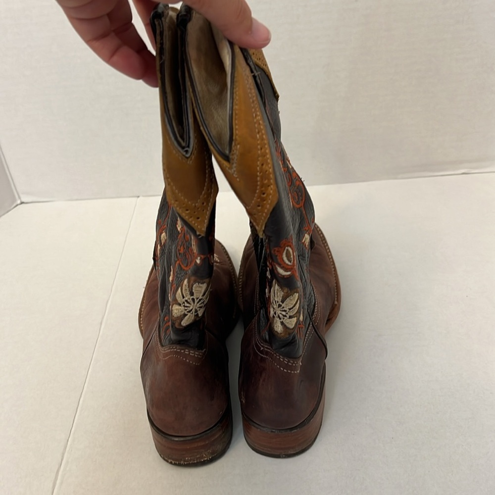 LA SIERRA WOMENS WESTERN BOOTS FLORAL & LEATHER CRAZY TANG 7.5 - Picture 8 of 17